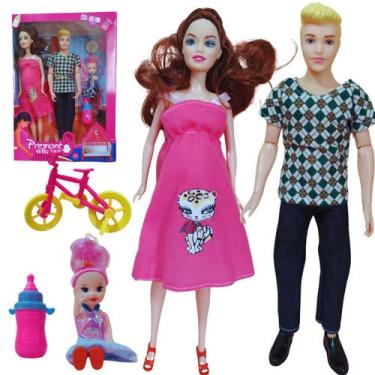 Imagem de Kit Brinquedo Infantil, Meninas Boneco e Boneca Grávida Família, Papai