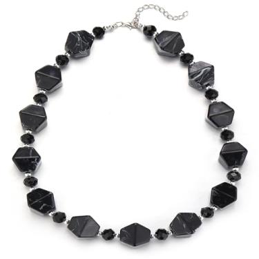 Imagem de Errally Colares de contas grossas para mulheres, colar boêmio, com contas coloridas de cristal de resina, presentes de aniversário, bijuterias para mulheres, Resina, Sem Pedra Preciosa