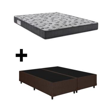 Imagem de Cama Base Box Casal Bipartido Marrom Colchão ISO 100 D33 - Ortobom