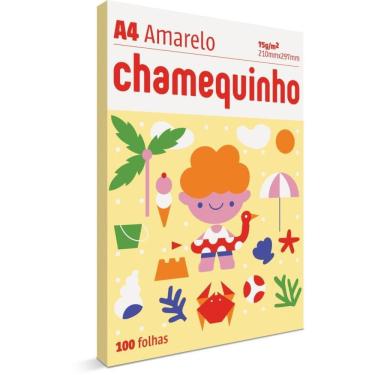 Imagem de Papel Sulfite A4 Colorido Chamequinho 75g Amarelo 100fls