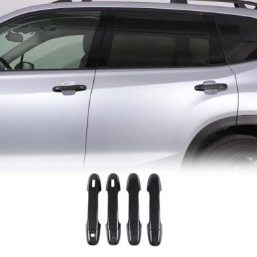 Imagem de Capa de maçaneta externa de carro adequada para Subaru Forester 2019-2024/Crosstrek 2024/WRX 2022+, protetor de maçaneta da porta dianteira traseira ABS com furo inteligente (padrão de fibra de
