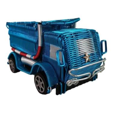 Imagem de TTETTZ Brinquedo de veículo de construção de caminhões de despejo, mini brinquedo artesanal artesanal, carro de engenharia de arame de alumínio por 3 4 5