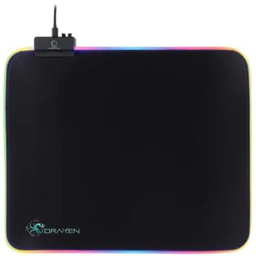 Imagem de Mousepad Gamer Draxen DN40, 300x360x4mm, Preto, RGB Mode
