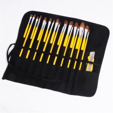 Imagem de Suporte de pincel de artista de tela, suporte de pincéis artísticos, 22 compartimentos, bolsa para pincéis de pintura de artista, bolsa organizadora de pincéis de desenho, estojo de viagem para