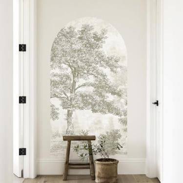 Imagem de Mural de parede vintage Forest Archway, papel de parede mural de porta 3D para quarto/corredor/vestíbulo (78,7 cm L x 149,9 cm A) papel de parede de árvore bege autoadesivo grande natureza paisagens