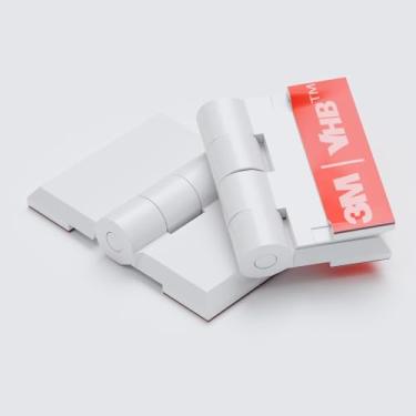 Imagem de Dobradiças acrílicas brancas de 10 x 24 mm. Sem necessidade de cola, autoadesivo. Plástico branco, (2,5 cm) -Pacote com 10