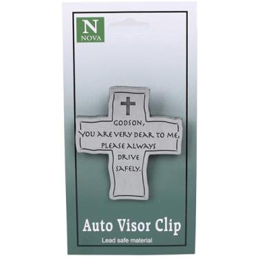 Imagem de Swanson Christian Products Clipe de viseira de sol cruz afilhado, pacote com 4 - acessórios para carro, presente religioso de segurança para dirigir abençoado para pais, família, amigos, adolescentes