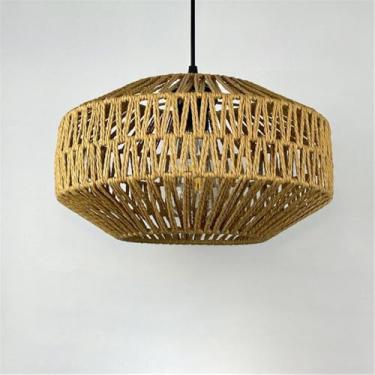 Imagem de OUFULA Industrial Estilo Retro Corda De Cânhamo Pendente Lâmpada Personalidade Criativa Internet Bar Café Restaurante Quarto Roupa Loja Balcão Bar Candelabro (B D35CM)