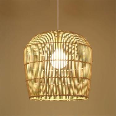 Imagem de OUFULA Contemporary Vine Art Weaving Pendant Lamp LED FashionCriatividade Restaurant Bar Counter Cafe Bar Homestay Tea Room Decoração Light (K D50CM)