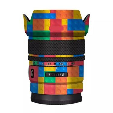 Imagem de Adesivo protetor de câmera de filme envoltório de vinil para Sony E 15 mm F1.4 G acessórios de fotografia 15 F 1,4 G (tijolo de brinquedo colorido)