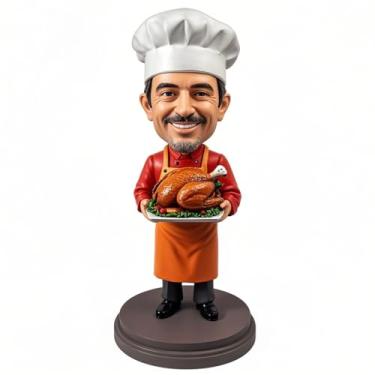 Imagem de Prato de peru assado com cabeça de chef personalizado para decoração de Ação de Graças - Tema para Entusiastas Ideal para Namorado Pai Irmão Ação de Graças e Presentes de Aniversário Decoração de Casa