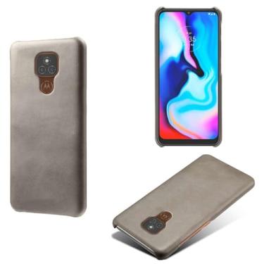 Imagem de Capa para MOTO E7 Plus,Proteção contra quedas,Casca de volta de cor sólida simples,Design de couro de imitação de plástico-Gray