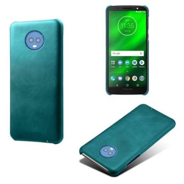 Imagem de Capa para MOTO G6 Plus,Proteção contra quedas,Casca de volta de cor sólida simples,Design de couro de imitação de plástico-Green