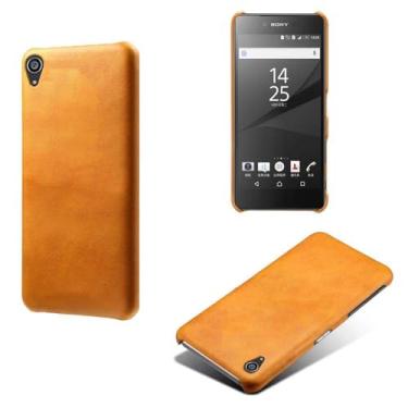 Imagem de Capa para Sony Xperia Z5 Plus,Proteção contra quedas,Casca de volta de cor sólida simples,Design de couro de imitação de plástico-Orange