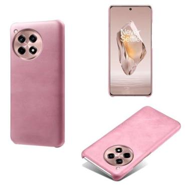 Imagem de Capa para Oneplus 12R 5G,Proteção contra quedas,Casca de volta de cor sólida simples,Design de couro de imitação de plástico-Pink