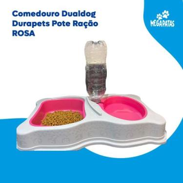 Imagem de Comedouro Dualdog Durapets Pote Ração Diversas Cores, Rosa