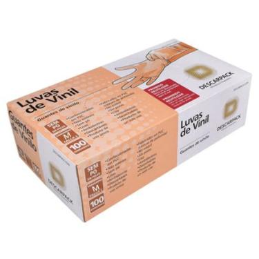 Imagem de Luva de Vinil Descartável Descarpack Sem Pó Tamanho M 100 Unidades DESCARPACK