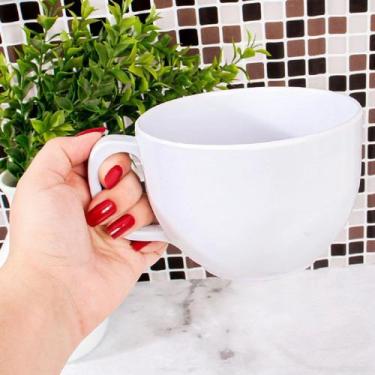 Imagem de Pote Caneca de Sopa Jumbo Branca em Melamina 735ml Cumbuca - Best