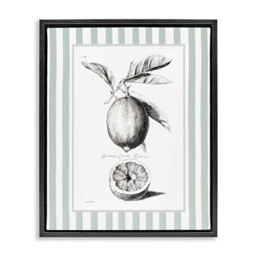 Imagem de Stupell Industries Arte de parede em tela flutuante emoldurada preta com borda listrada de limão vintage por Lettered and Lined, 53 x 43 cm