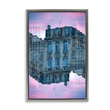 Imagem de Stupell Industries Surreal Symmetry Building Fachada Gray Framed Floater Canvas Wall Art Design por Robin Vandenabeele, 25 x 17