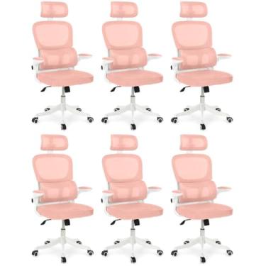 Imagem de Kit 6 Cadeiras de Escritório Executiva Viena com Regulagem de Altura - Rosa