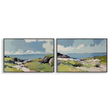Imagem de Stupell Industries Conjunto de arte giclée emoldurado em preto com paisagem Breezy Bay de Elara Yasna, 40 x 61 cm