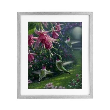 Imagem de Stupell Industries Impressão emoldurada cinza beija-flor Haven Garden Design sob vidro por Collin Bogle, 53 x 43 cm