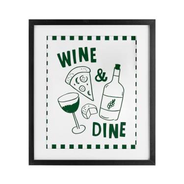 Imagem de Stupell Industries Impressão emoldurada preta com borda quadriculada Wine & Dine por Heather Dutton, 40 x 33