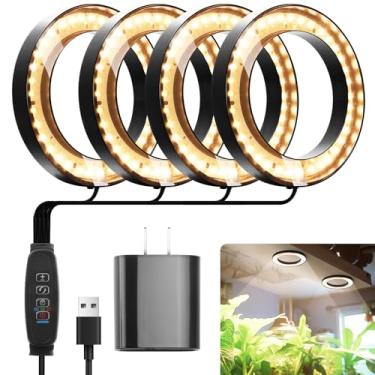 Imagem de Mosthink Luzes de cultivo de teto de 16 cm para plantas de interior, 288 LEDs de espectro total, lâmpada de cultivo sob armário com temporizador automático, 10 níveis reguláveis, 3 modos com tampa