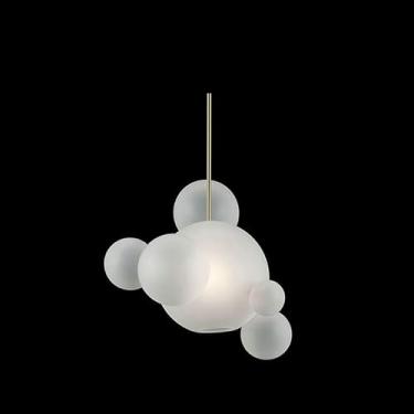 Imagem de MIXL - Luminária pendente de LED criativa quente de 4500 K de vidro moderno para pendurar no teto 1 luzes 6 bolas para sala de estar quarto lustre de vidro fosco branco