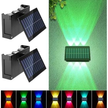 Imagem de Sunvivo Luzes de parede solares ao ar livre, sem fio, à prova d'água, IP65, painel fotovoltaico ajustável, lâmpada para cima e para baixo, luminária decorativa para parede externa, garagem, cerca