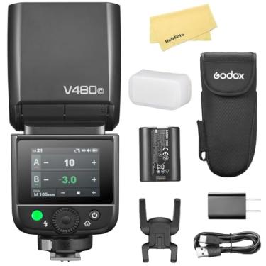 Imagem de Godox Flash de câmera V480C para câmera Canon Flash Speedlite Speedlite, GN50, 2,4G TTL HSS 1/8000s, 7,2V/2200mAh bateria de íon de lítio, tempo de reciclagem de 1,7s, 650 flashes de potência total