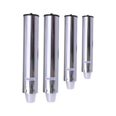 Imagem de Kit 1 Dispenser Redondo 200ml Inox + 1 Dispenser Redondo 300ml Inox + 