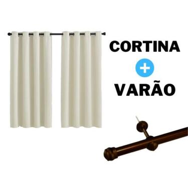 Imagem de Cortina 2,60m x 1,40m Para Quarto Com Varão Incluso Kit Completo Oxfor