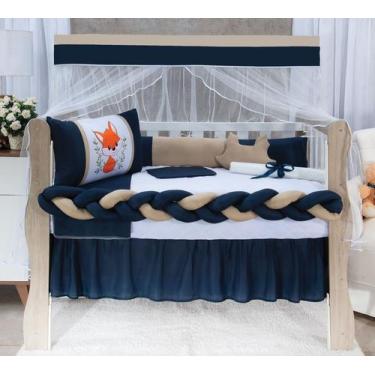 Imagem de Kit Berço Americano Bordado Com Trança Menino 11 Peças - João e Maria 