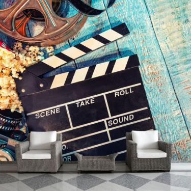 Imagem de Papel de Parede Cinema Madeira Pipoca Sala Painel - 178pcp - Allodi