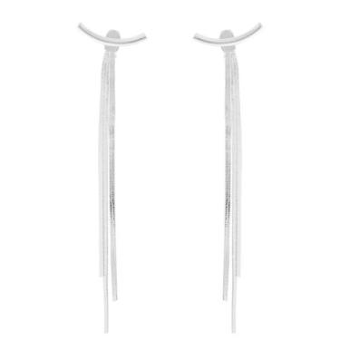 Imagem de Brinco Feminino Festa Luxo 3 Fios Longo Prateado - Papillon Semi Jóias