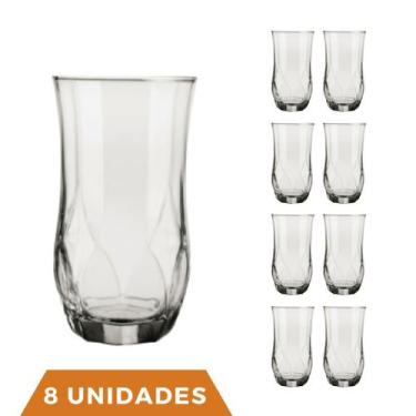 Imagem de 8 Copos Ópera Vidro Transparente Redondo 360ml Durável Nadir - NADIR F