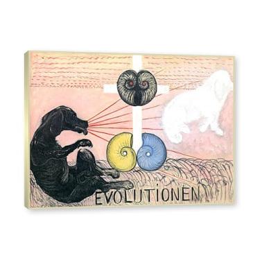 Imagem de NHLDZYH Moldura de champanhe. Pôster Hilma Af Klint, (Evolução, nº 05), reproduções de pinturas famosas, imagem de arte abstrata para sala de estar quarto decoração de casa. 30 x 40 cm - 11,8 x 15,7