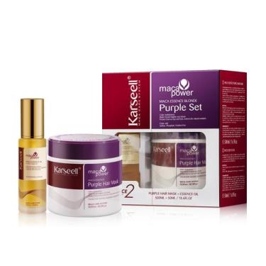 Imagem de Máscara capilar Karseell Purple com óleo de argan, loira, prata, cabel