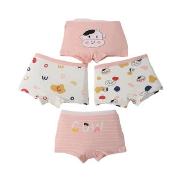 Imagem de Conjunto De 4 Peças De Roupa Íntima Infantil De Algodão Puro Com Estam