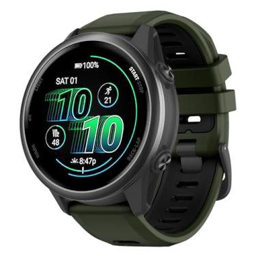 Imagem de OVERSTEP Pulseiras de relógio para Garmin Forerunner 570 de 47 mm/Forerunner 265/Forerunner 255, pulseira de silicone de 22 mm para smartwatch Venu 3 2/Vivoactive 4, verde militar e preta