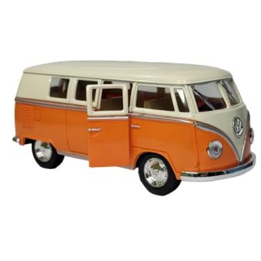 Imagem de Miniatura Carrinho de Ferro Kombi Perua Brinquedo Coleção (laranja)