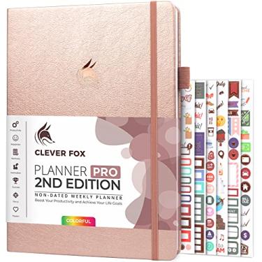 Imagem de Clever Fox Planner PRO 2ª edição – Agenda semanal sem data para definir metas, tarefas e gerenciamento de tempo – Organizador de vida com listas de tarefas e rastreadores de hábitos – formato grande,