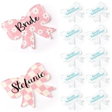 Imagem de YOPPIX 10 peças em branco de sublimação de laços, laços de sublimação de acrílico jumbo para chaveiros personalizados, laços de torcida, etiqueta de bagagem, suprimentos de artesanato para presente