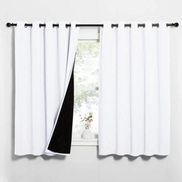 Imagem de Cortinas NICETOWN brancas 100% revestidas de blackout 160 x 160 cm (1 