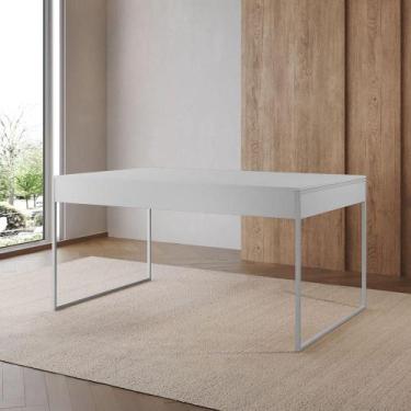 Imagem de Mesa Jantar Industrial Retangular Branca 137X90Cm Base Ferro Branco Co