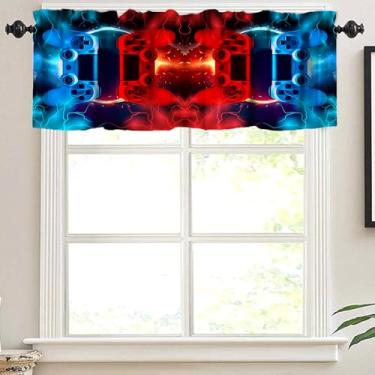 Imagem de ShiTingYu Canguru com controle de jogos para meninos, sanefa azul chama, vermelho, colorido, tratamentos para adolescentes, crianças, meninas, quarto, sala de estar, 137 x 45 cm