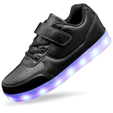 Imagem de Tênis infantil com luz de LED para meninos e meninas, com carregamento USB, piscando, tênis de cano alto, Dblack, 17