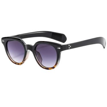Imagem de VFDHN Óculos de sol retrô oval com rebites, armação, masculino e feminino, lentes degradê, uv400 (2)